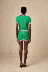 Camille green knitted top & skirt matching set