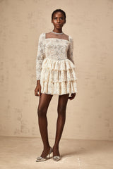 Hippolyte neutrals floral-embroidery mini dress