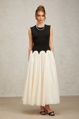 Josette color-blocked puff maxi dress