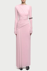Fiada Draped Long Sleeve Maxi Dress - Pink