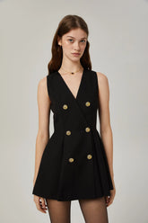 Amira double-breasted flared mini dress