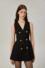 Amira double-breasted flared mini dress