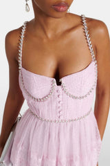 Elgine Crystal-Embellished Lace-trimmed Midi Dress