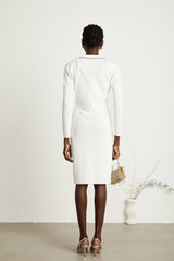 Blanche white bead-embellished cardigan & dress matching set