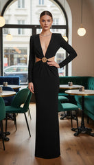 Kliou Waistless V-neck Maxi Dress