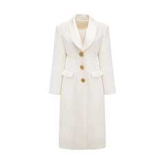 Illyria white single-breasted long coat