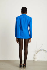 Audrey blue scarf-embellished jacket