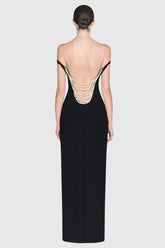 Macsen Pearl Beaded Off Shoulder Maxi Dress