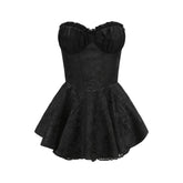 Airina lace-embroidered flared mini dress