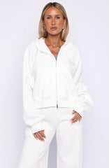 The Bride Boxy Zip Front Hoodie White