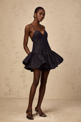 Geneviève dark-blue flounce denim mini dress