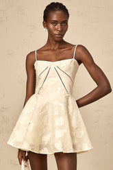 Adabella white floral-jacquard mini dress