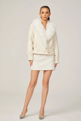 Évangéline white suede fur jacket