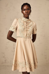 Axelle corded-lace flared mini dress