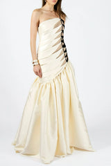 Bahar One Shoulder Satin Ruched Maxi Dress
