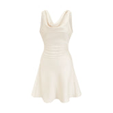 Beatrice cowl-effect flared mini dress