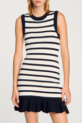 Cactus Striped Knit Sleeveless Mini Dress