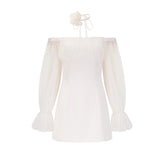 Genoveffa white flower strap mini dress