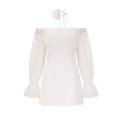 Genoveffa white flower strap mini dress
