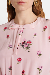 Jutalak Rose Print Pleated Midi Dress