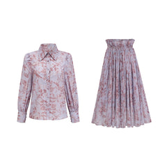 Isabeau floral-print shirt & skirt matching set
