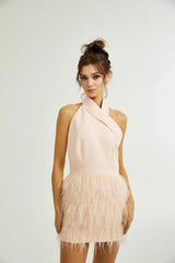 Katarina feather-detail tassel dress