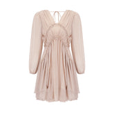 Kordney pink layered ruffled long-sleeve mini dress