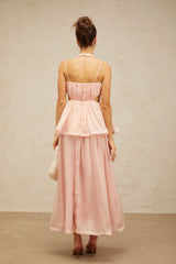 Danaé pink cut-out floral-appliqué maxi dress