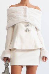 Eunice Off Shoulder Faux Fur Two Piece Set