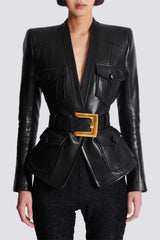Jodell Belted Leather Jacket