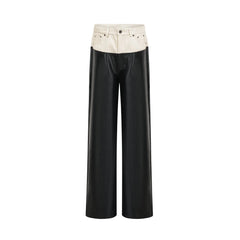 Clotilde contrast-color leather trousers
