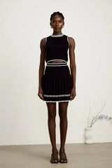 Daphné contrast-trim cardigan & vest top & skirt matching set