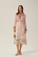 Justine floral-print cinched-waist midi dress