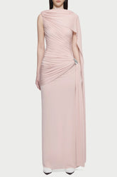 Betsey Asymmetrical Sleeveless Ruched Maxi Dress - Pink