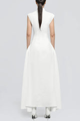 Eorkone Symmetric Drapes Flared Midi Dress - White