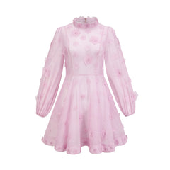 Honorine pink floral-appliqué mini dress
