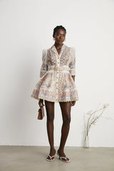 Joséphine belted V-neck mini dress