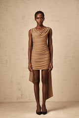 Jacqueline brown rhinestone mini dress