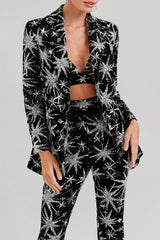 Marigo Star Glitter Embroidered Blazer Two Piece Set