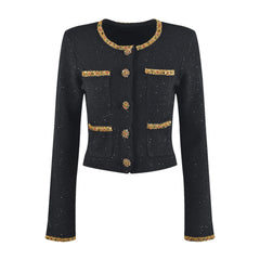 Ariane black sequined tweed jacket & skirt matching set