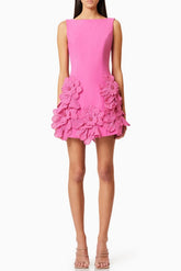 Adalgisa Floral Appliqué Mini Dress - Pink