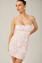 Jocelyne pink floral lace mini dress