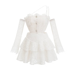 Cyrielle corded lace tiered mini dress