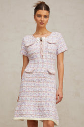 Hyacinthe purple checked knit midi dress