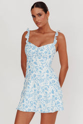 Sorbet A Line Mini Dress Blue
