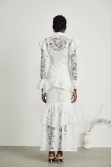 Delphine ruffled cut-out top & skirt matching set