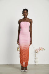 Marjolaine gradient pleated midi dress
