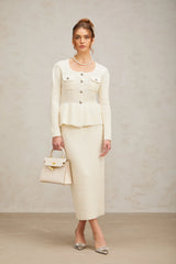 Manon white knitted top & skirt matching set
