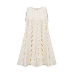 Axelle white wavy-detail sleeveless mini dress