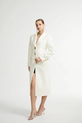 Illyria white single-breasted long coat
